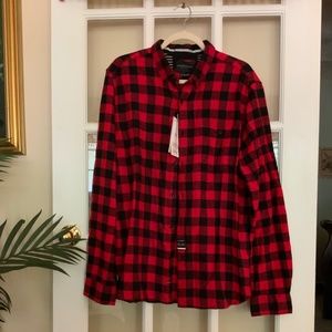 NWT Denim and Flower Red Plaid Flannel Shirt in XL